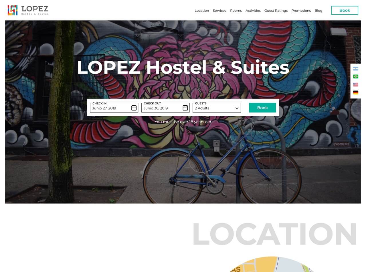 Lopez Hostel and Suites's website screenshot